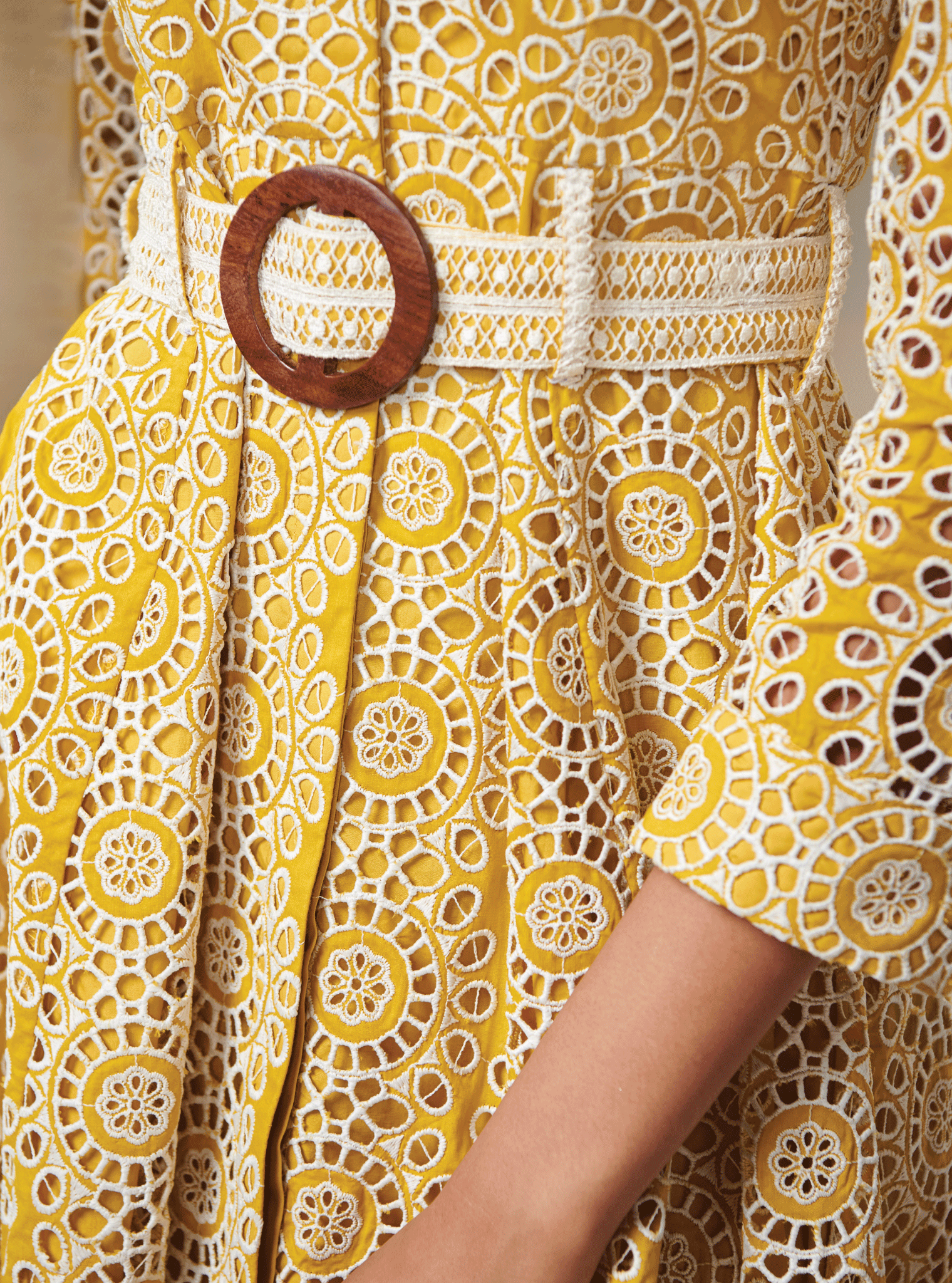 Mulmul Cotton Remy Mustard Dress