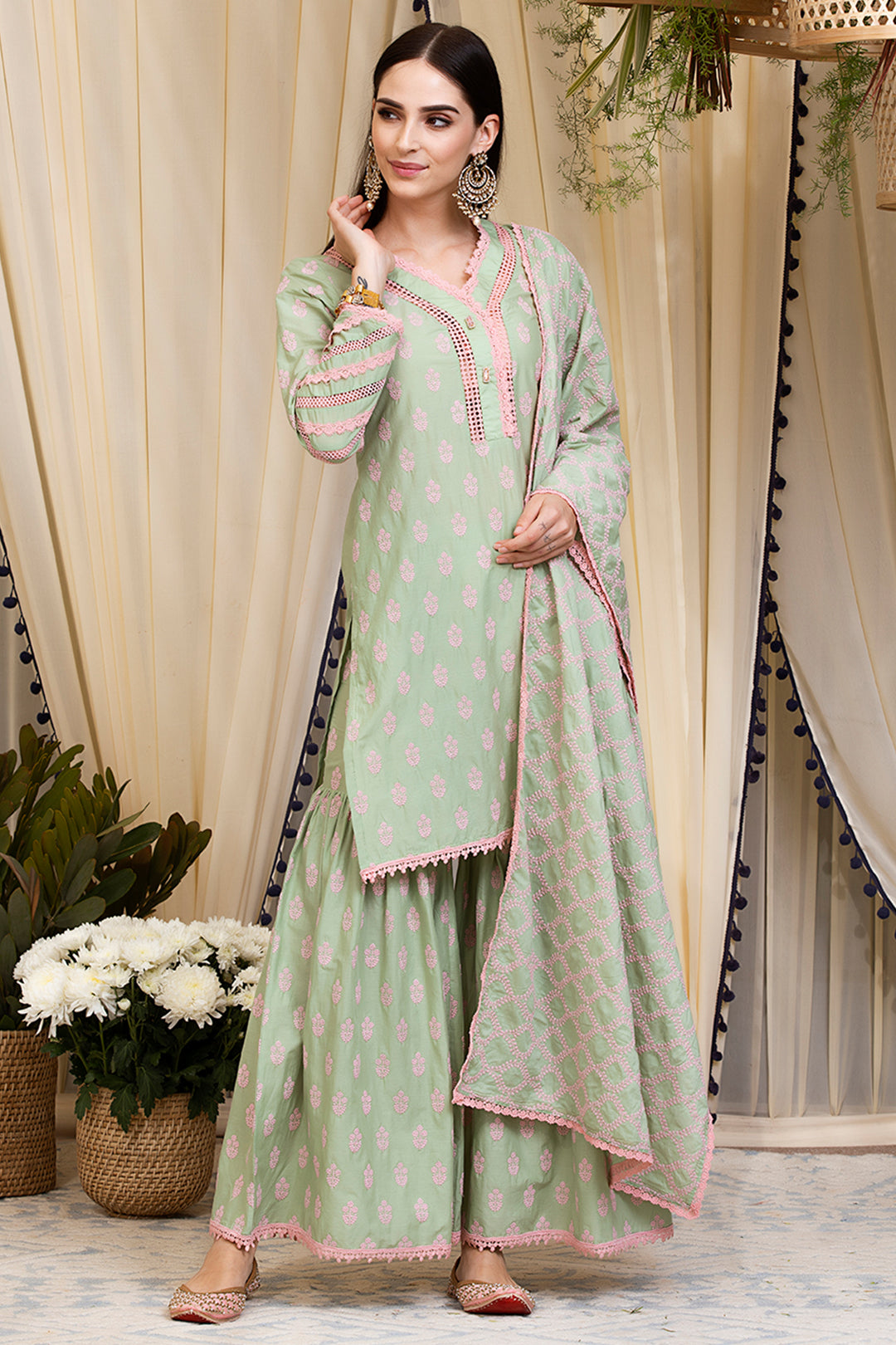 Mulmul Cotton Savina Kurta  With Savina Garara