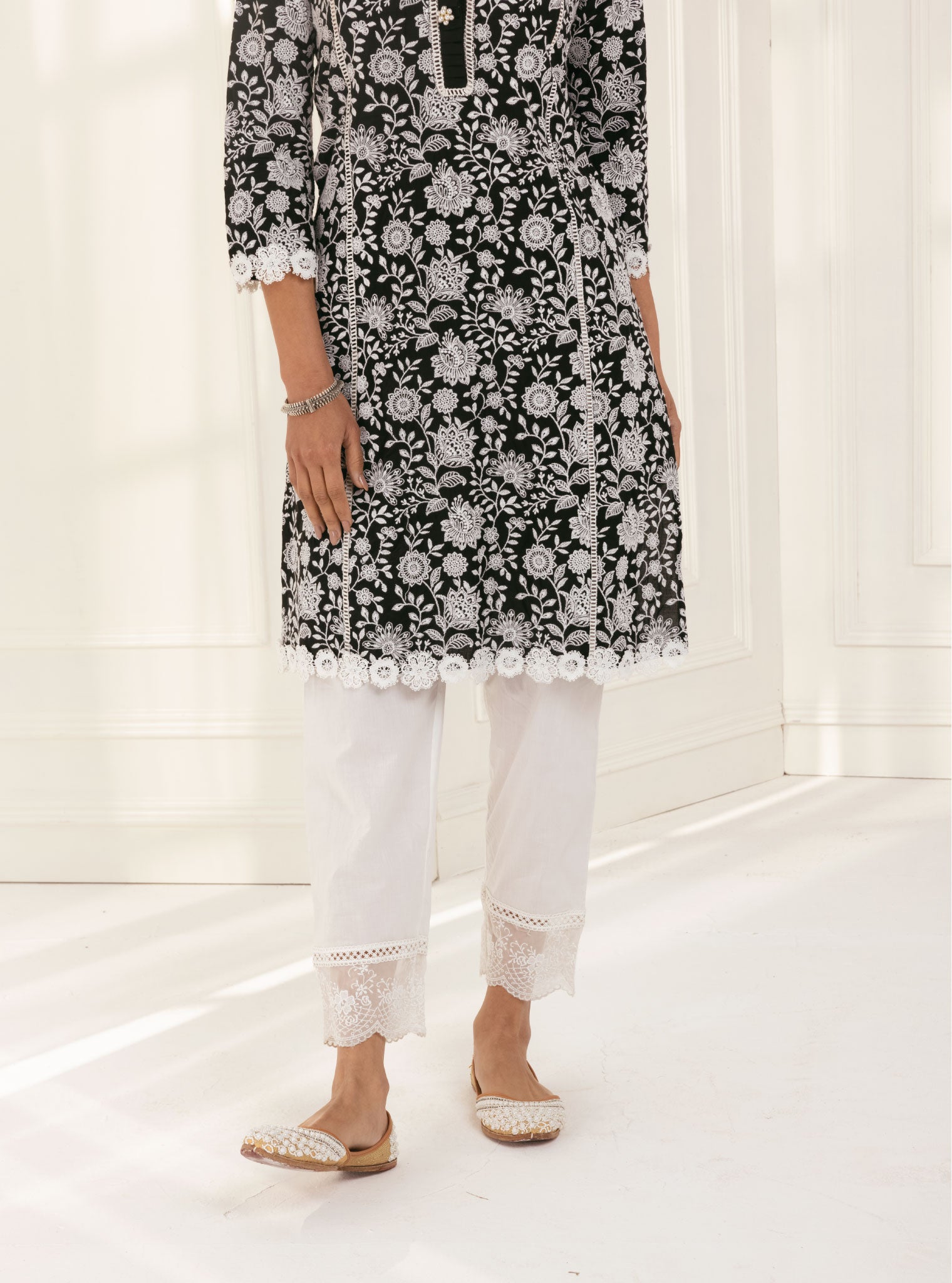 Mulmul Cotton Syari Black Kurta