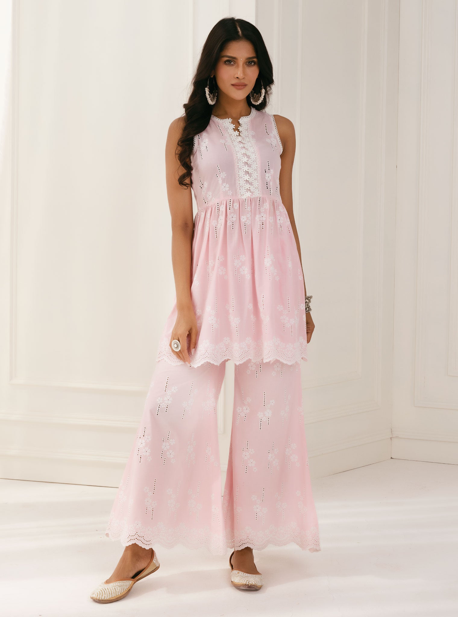 Mulmul Cotton Yana Pink Palazzo