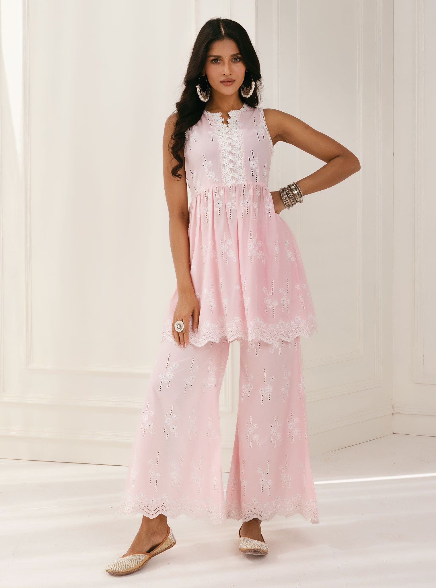 Mulmul Cotton Yana Pink Palazzo